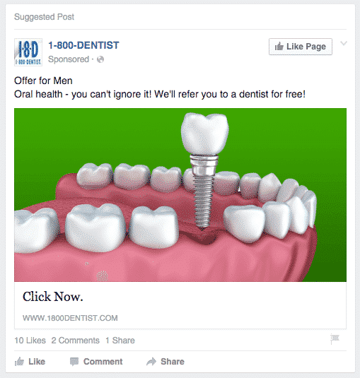 Dental Web Marketing - Facebook Advertisement Dental Web Marketing - Advertisement